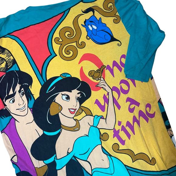 Vintage Disney Aladdin Princess Jasmine & Genie large graphic AOP sleepshirt OS - Picture 4 of 7